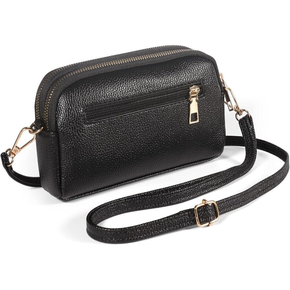Small PU Leather Crossbody Bag with Zipper Compartments for Women